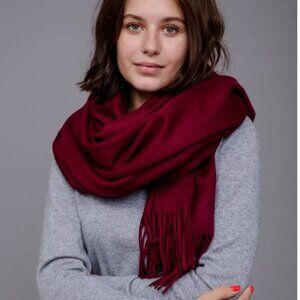Super Soft and Cozy Burgundy Cashmere Like Large Scarf Wrap Pashmina with Fringe